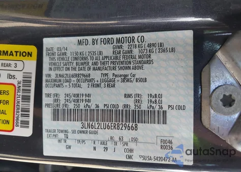 2014 Lincoln Mkz Hybrid z USA, uszkodzony, nr VIN 3LN6L2LU6ER829668